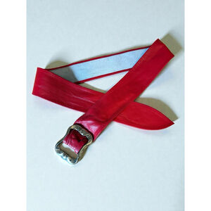 Vintage Artisan Handmade Wide Red Leather & Metal Statement Belt Boho Small